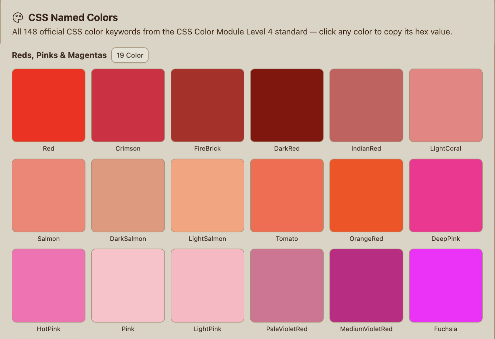 List of all 148 CSS Color Names – BuddyLab